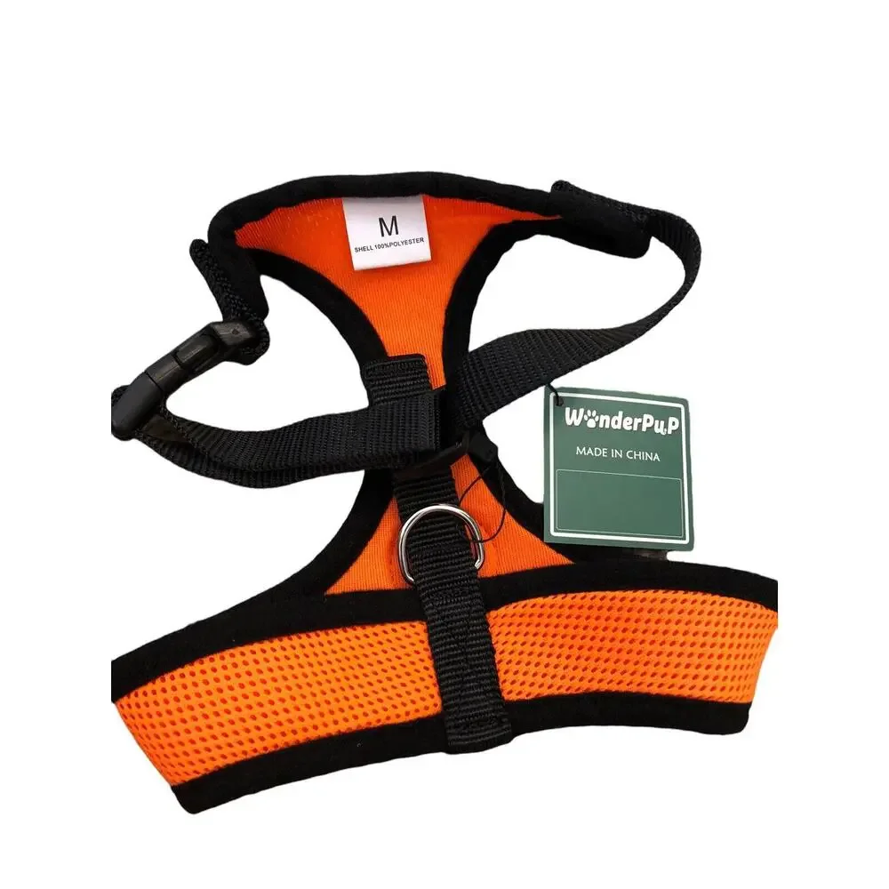 WONDERPUP Adjustable￼‎ Soft Mesh Dog Harness No-pull Comfort Padded Orange￼ Sz M